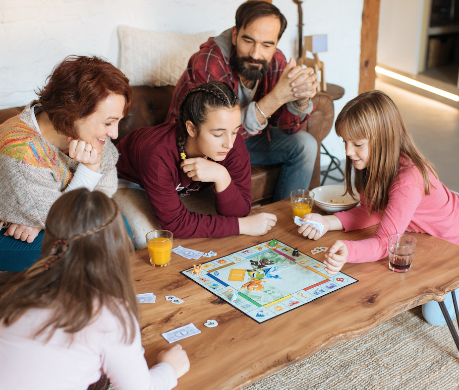 Family gathered together at home, safe and protected